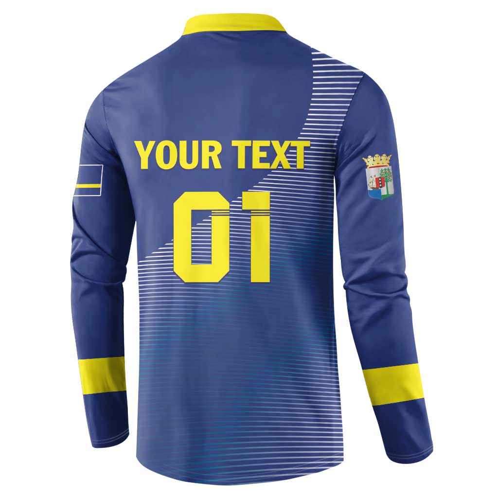 Custom Curacao Football Button Sweatshirt La Familia Azul Go Champion