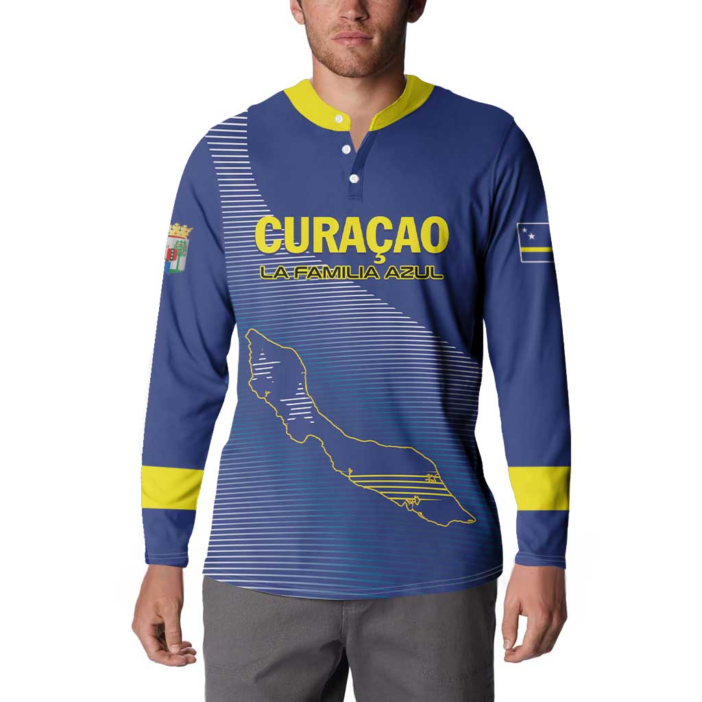 Custom Curacao Football Button Sweatshirt La Familia Azul Go Champion