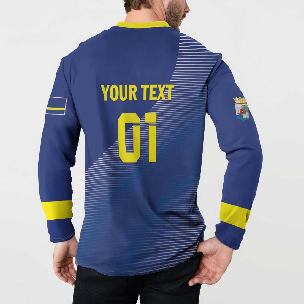 Custom Curacao Football Button Sweatshirt La Familia Azul Go Champion