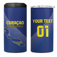 Custom Curacao Football 4 in 1 Can Cooler Tumbler La Familia Azul Go Champion