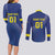 Custom Curacao Football Couples Matching Long Sleeve Bodycon Dress and Long Sleeve Button Shirt La Familia Azul Go Champion