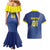 Custom Curacao Football Couples Matching Mermaid Dress and Hawaiian Shirt La Familia Azul Go Champion