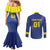 Custom Curacao Football Couples Matching Mermaid Dress and Long Sleeve Button Shirt La Familia Azul Go Champion