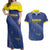 Custom Curacao Football Couples Matching Off Shoulder Maxi Dress and Hawaiian Shirt La Familia Azul Go Champion