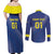 Custom Curacao Football Couples Matching Off Shoulder Maxi Dress and Long Sleeve Button Shirt La Familia Azul Go Champion