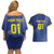 Custom Curacao Football Couples Matching Off Shoulder Short Dress and Hawaiian Shirt La Familia Azul Go Champion