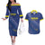 Custom Curacao Football Couples Matching Off The Shoulder Long Sleeve Dress and Hawaiian Shirt La Familia Azul Go Champion