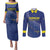 Custom Curacao Football Couples Matching Puletasi and Long Sleeve Button Shirt La Familia Azul Go Champion