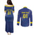 Custom Curacao Football Couples Matching Puletasi and Long Sleeve Button Shirt La Familia Azul Go Champion