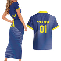 Custom Curacao Football Couples Matching Short Sleeve Bodycon Dress and Hawaiian Shirt La Familia Azul Go Champion
