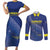 Custom Curacao Football Couples Matching Short Sleeve Bodycon Dress and Long Sleeve Button Shirt La Familia Azul Go Champion