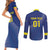 Custom Curacao Football Couples Matching Short Sleeve Bodycon Dress and Long Sleeve Button Shirt La Familia Azul Go Champion