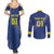 Custom Curacao Football Couples Matching Summer Maxi Dress and Long Sleeve Button Shirt La Familia Azul Go Champion