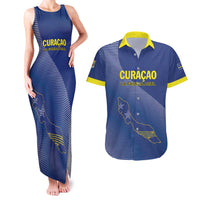 Custom Curacao Football Couples Matching Tank Maxi Dress and Hawaiian Shirt La Familia Azul Go Champion