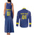 Custom Curacao Football Couples Matching Tank Maxi Dress and Long Sleeve Button Shirt La Familia Azul Go Champion
