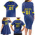 Custom Curacao Football Family Matching Long Sleeve Bodycon Dress and Hawaiian Shirt La Familia Azul Go Champion
