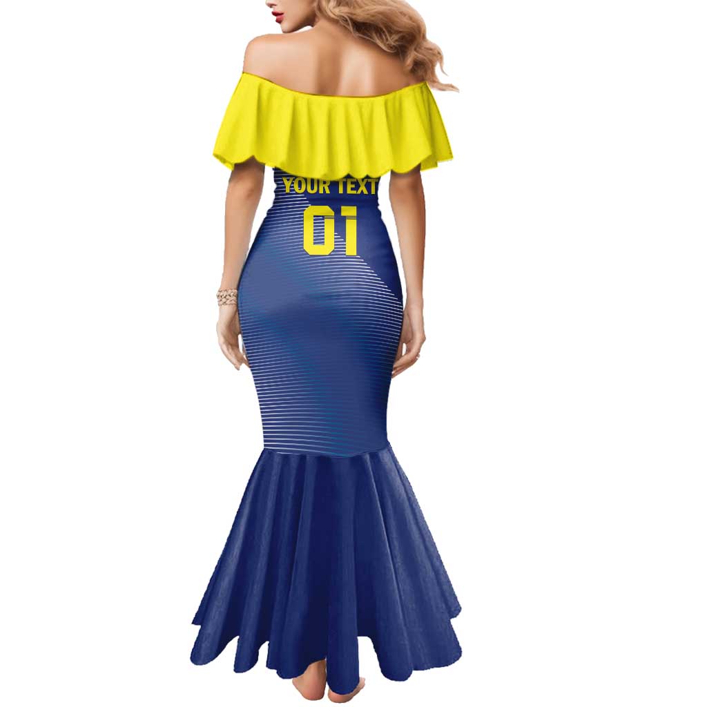 Custom Curacao Football Family Matching Mermaid Dress and Hawaiian Shirt La Familia Azul Go Champion