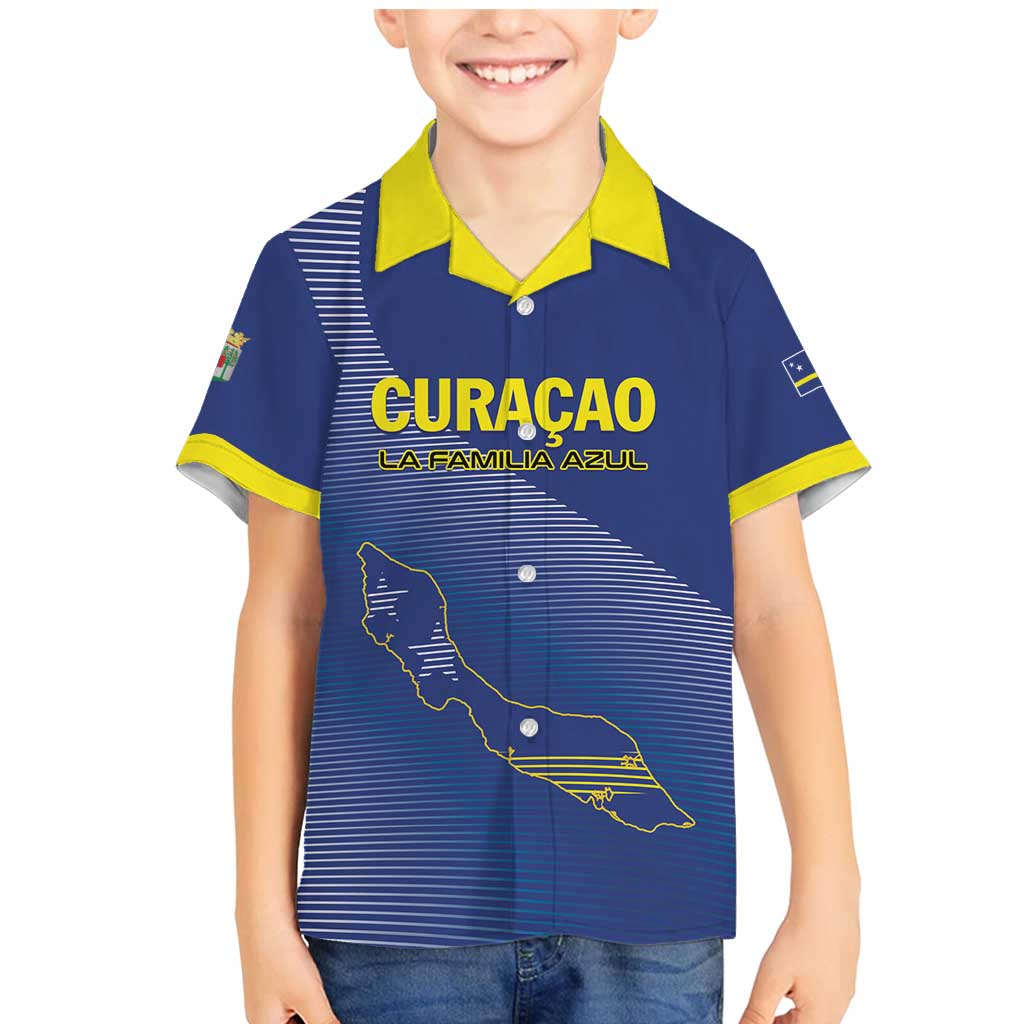 Custom Curacao Football Family Matching Mermaid Dress and Hawaiian Shirt La Familia Azul Go Champion