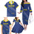 Custom Curacao Football Family Matching Off The Shoulder Long Sleeve Dress and Hawaiian Shirt La Familia Azul Go Champion