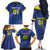 Custom Curacao Football Family Matching Off The Shoulder Long Sleeve Dress and Hawaiian Shirt La Familia Azul Go Champion