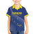 Custom Curacao Football Family Matching Off The Shoulder Long Sleeve Dress and Hawaiian Shirt La Familia Azul Go Champion