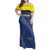Custom Curacao Football Family Matching Off Shoulder Maxi Dress and Hawaiian Shirt La Familia Azul Go Champion