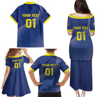 Custom Curacao Football Family Matching Puletasi and Hawaiian Shirt La Familia Azul Go Champion