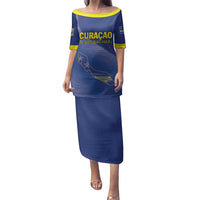Custom Curacao Football Family Matching Puletasi and Hawaiian Shirt La Familia Azul Go Champion