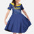 Custom Curacao Football Family Matching Short Sleeve Bodycon Dress and Hawaiian Shirt La Familia Azul Go Champion