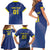 Custom Curacao Football Family Matching Short Sleeve Bodycon Dress and Hawaiian Shirt La Familia Azul Go Champion