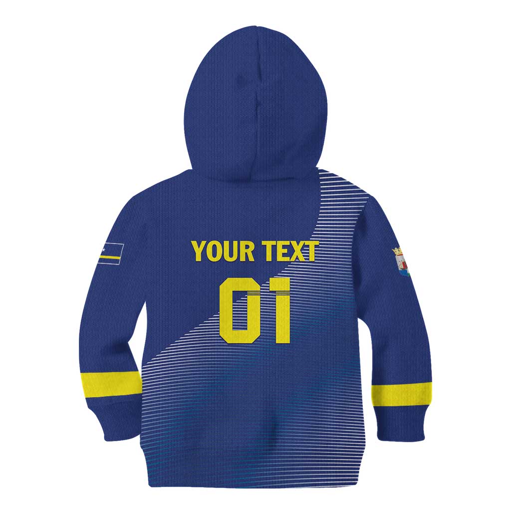 Custom Curacao Football Kid Hoodie La Familia Azul Go Champion