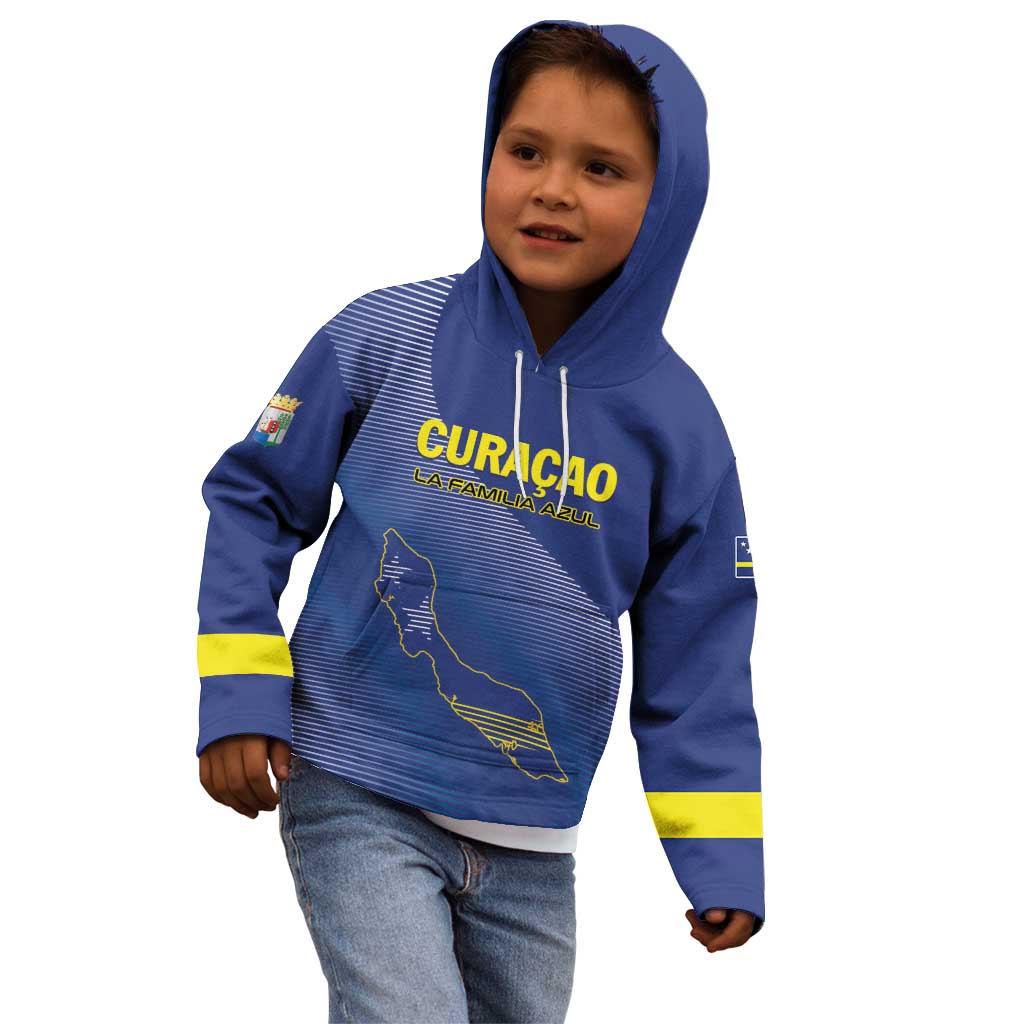Custom Curacao Football Kid Hoodie La Familia Azul Go Champion