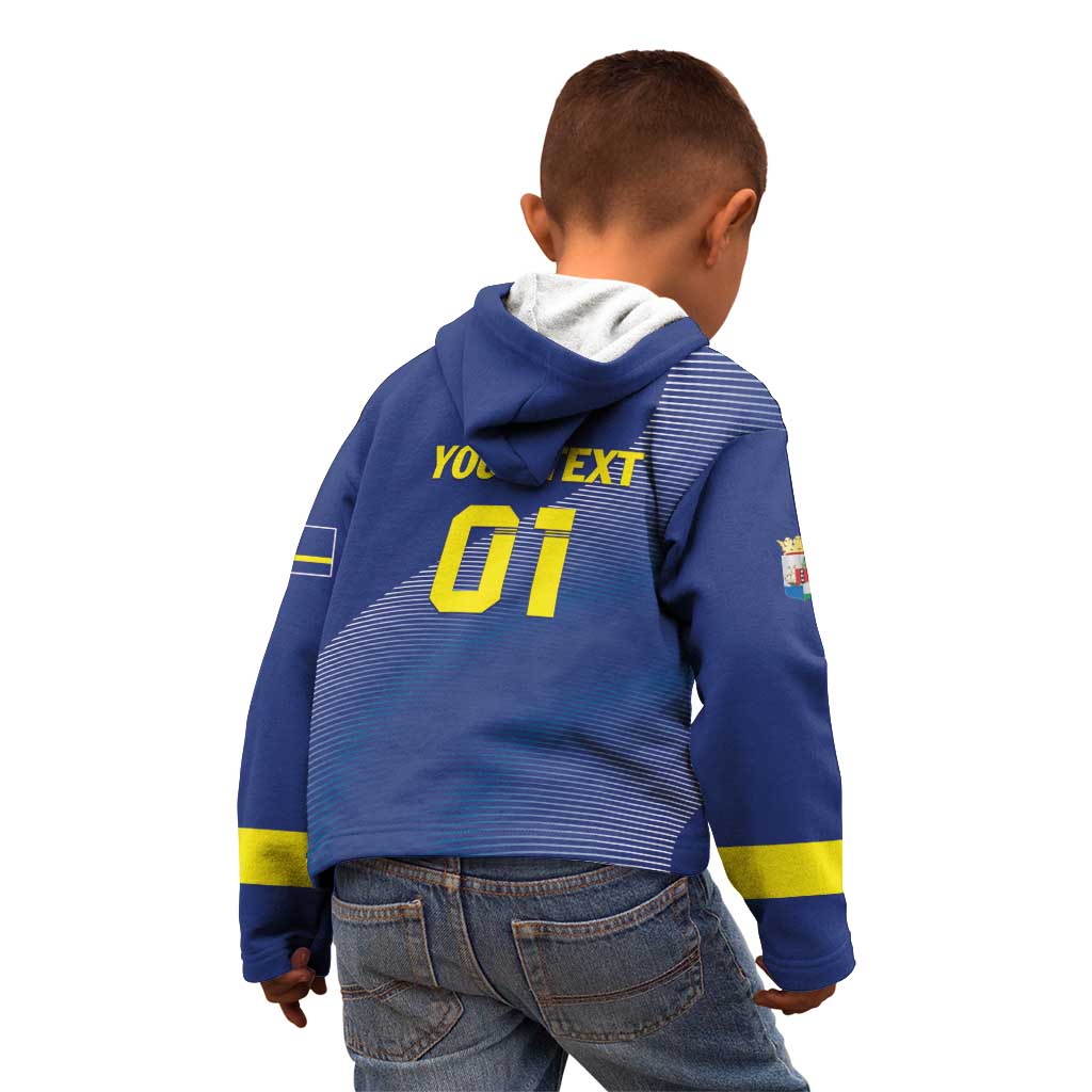 Custom Curacao Football Kid Hoodie La Familia Azul Go Champion