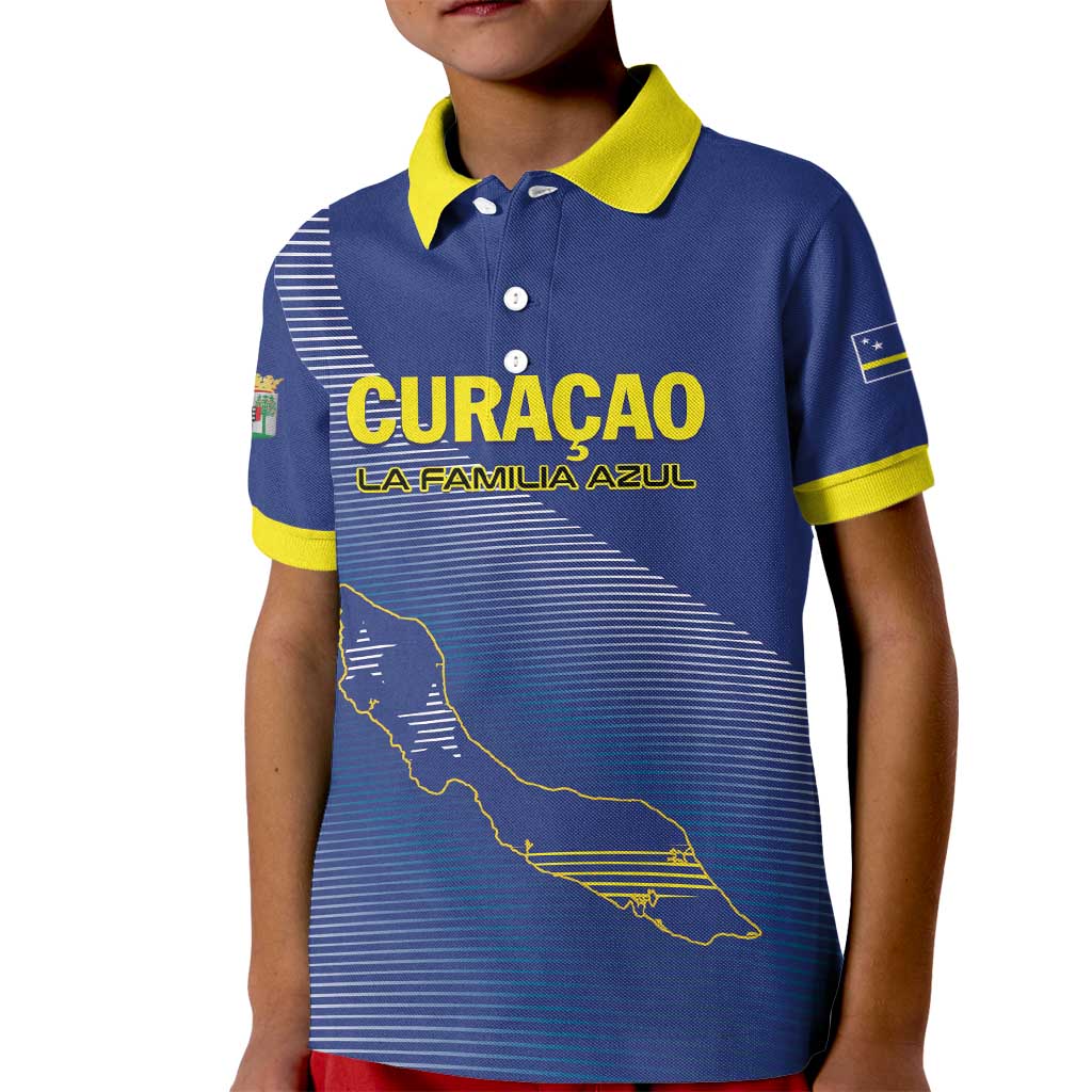 Custom Curacao Football Kid Polo Shirt La Familia Azul Go Champion