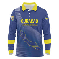 Custom Curacao Football Long Sleeve Polo Shirt La Familia Azul Go Champion