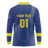 Custom Curacao Football Long Sleeve Polo Shirt La Familia Azul Go Champion