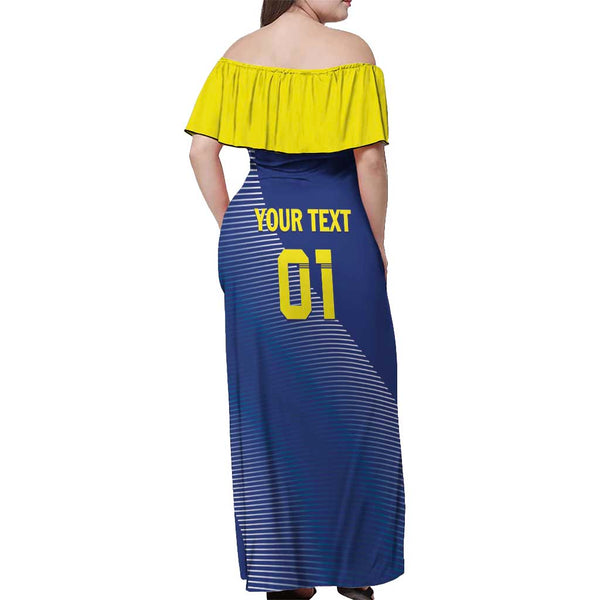 Jamaica Rugby Custom Off Shoulder Maxi Dress Go Champions - Pineapple Pattern LT15