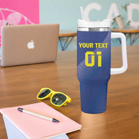 Custom Curacao Football Tumbler With Handle La Familia Azul Go Champion