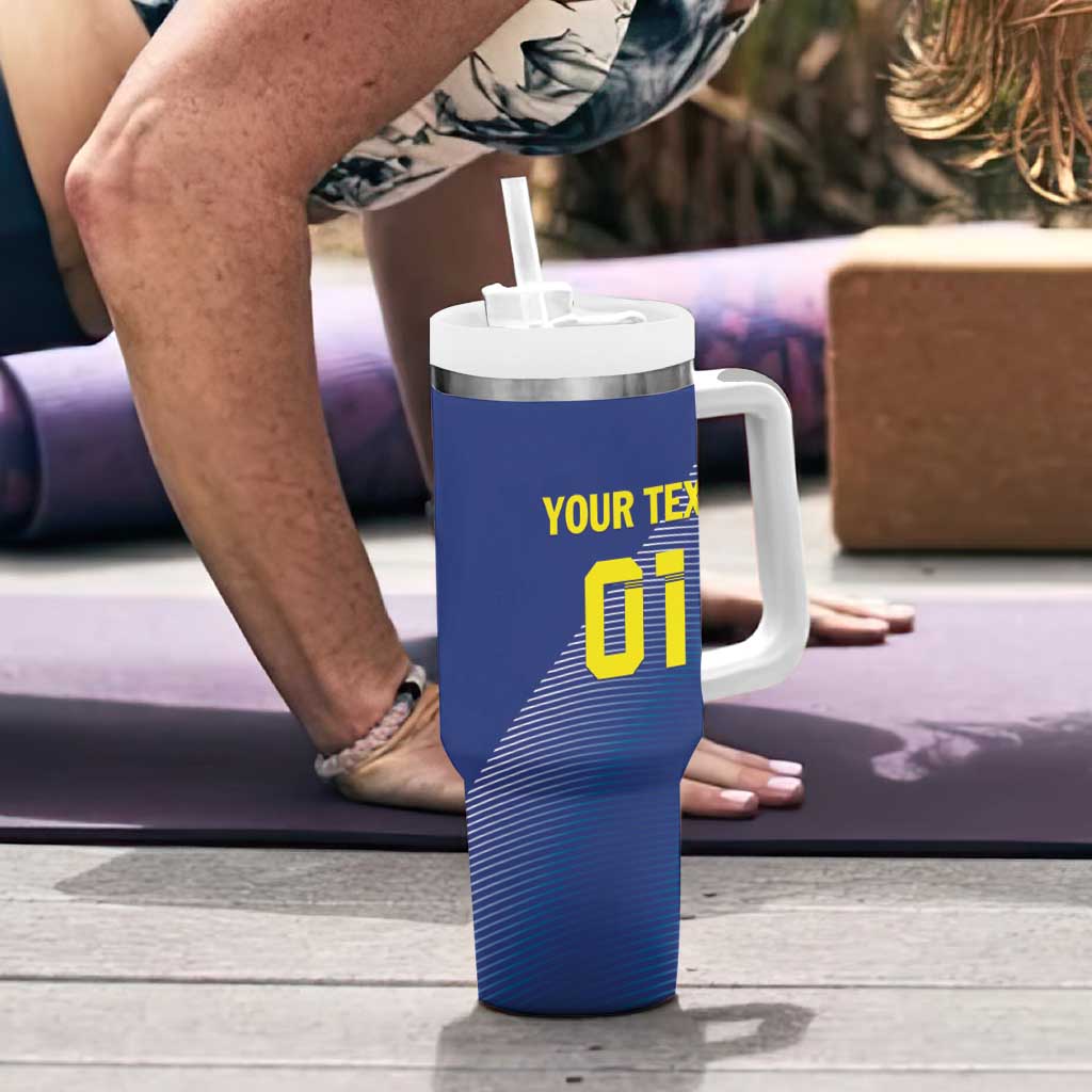 Custom Curacao Football Tumbler With Handle La Familia Azul Go Champion