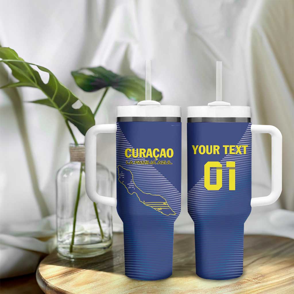 Custom Curacao Football Tumbler With Handle La Familia Azul Go Champion