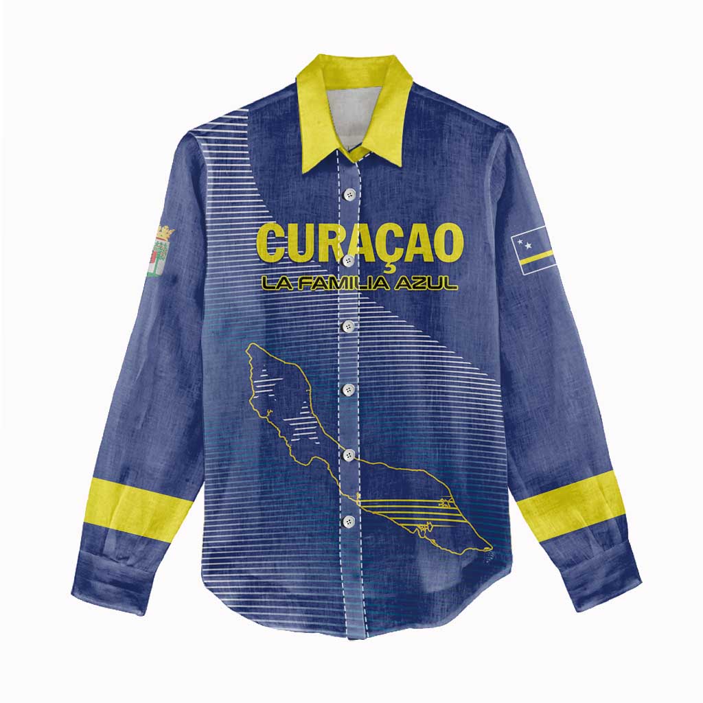 Custom Curacao Football Women Casual Shirt La Familia Azul Go Champion
