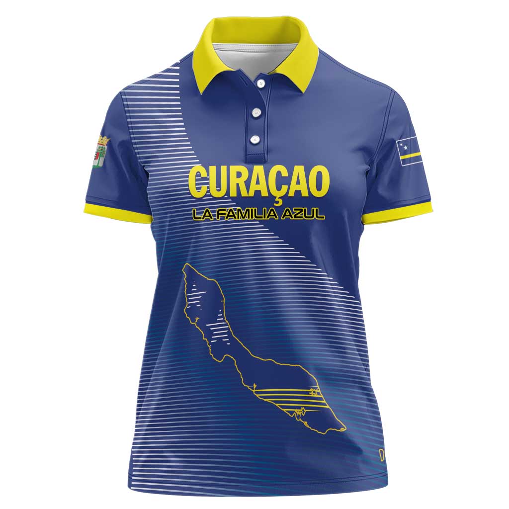Custom Curacao Football Women Polo Shirt La Familia Azul Go Champion