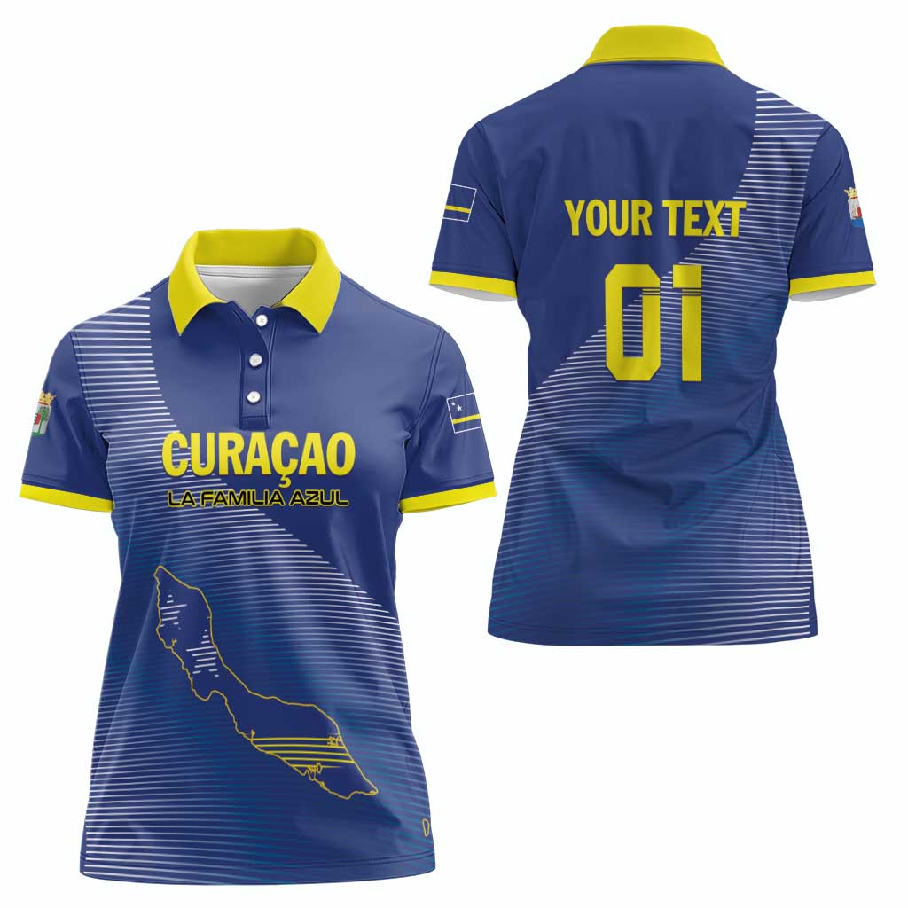 Custom Curacao Football Women Polo Shirt La Familia Azul Go Champion