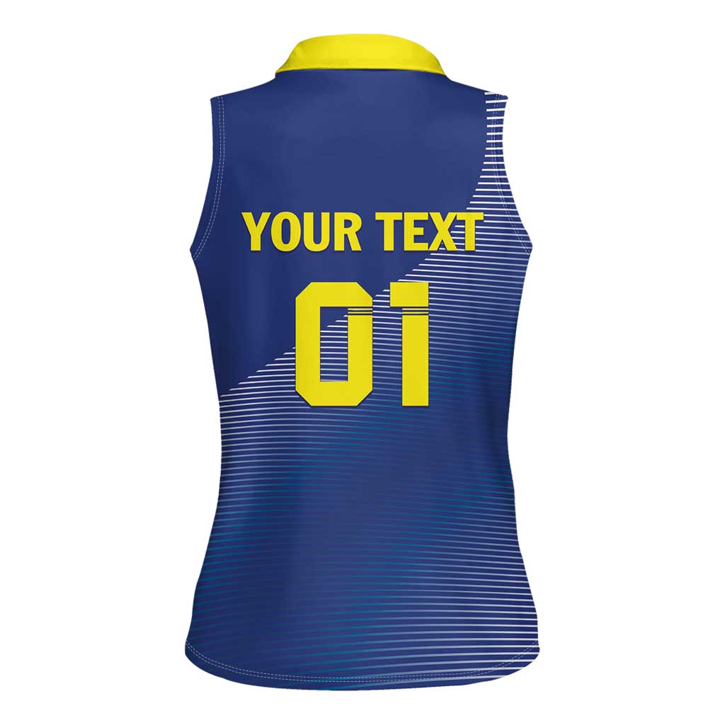 Custom Curacao Football Women Sleeveless Polo Shirt La Familia Azul Go Champion