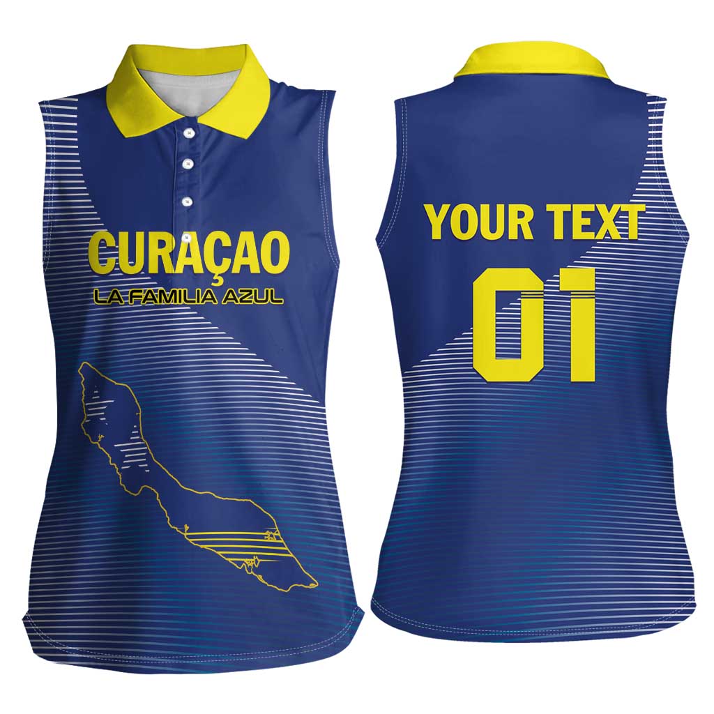 Custom Curacao Football Women Sleeveless Polo Shirt La Familia Azul Go Champion