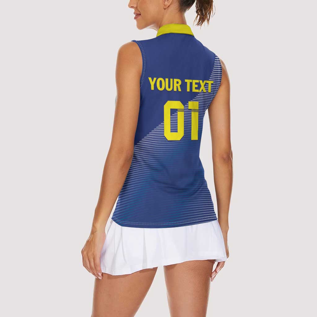 Custom Curacao Football Women Sleeveless Polo Shirt La Familia Azul Go Champion