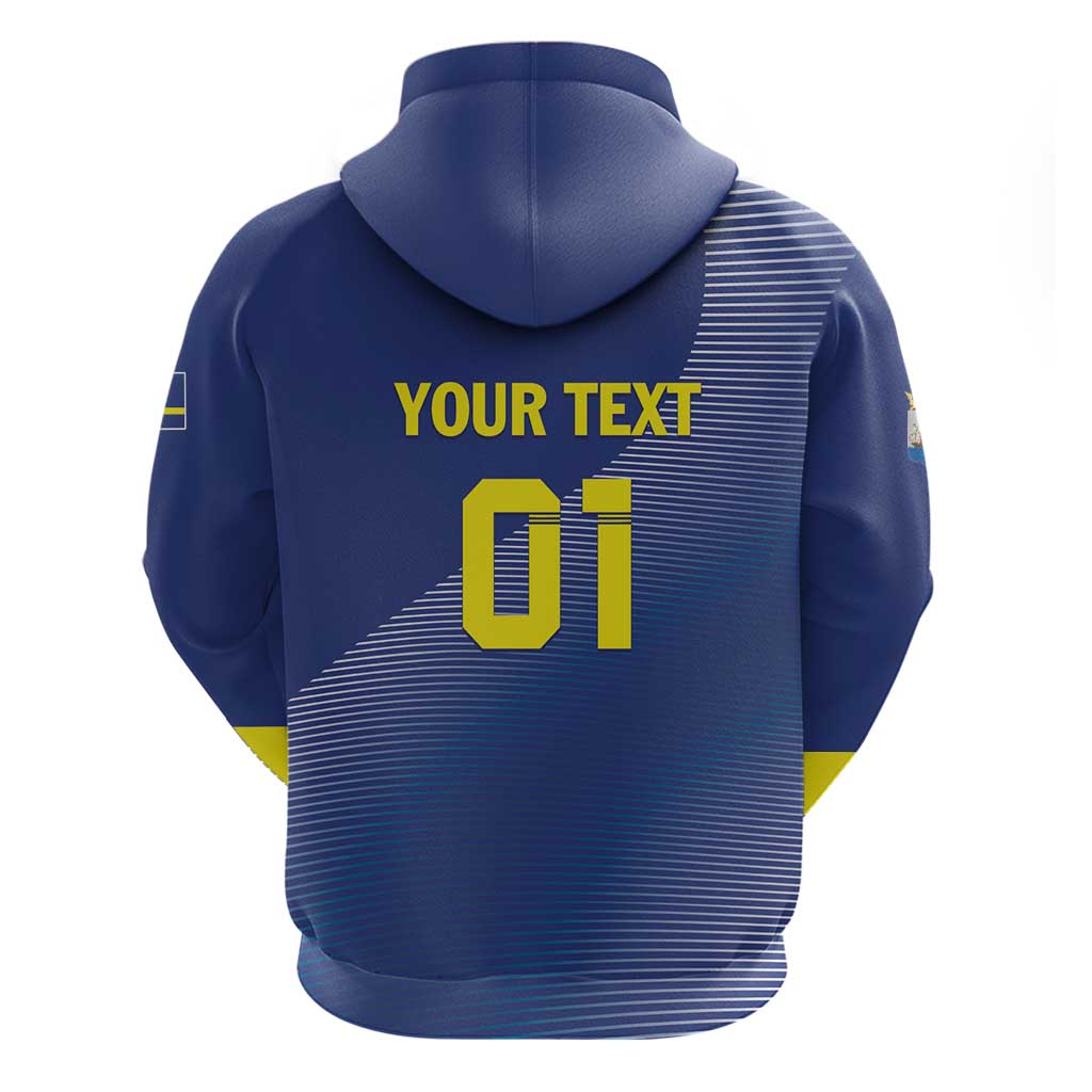 Custom Curacao Football Zip Hoodie La Familia Azul Go Champion