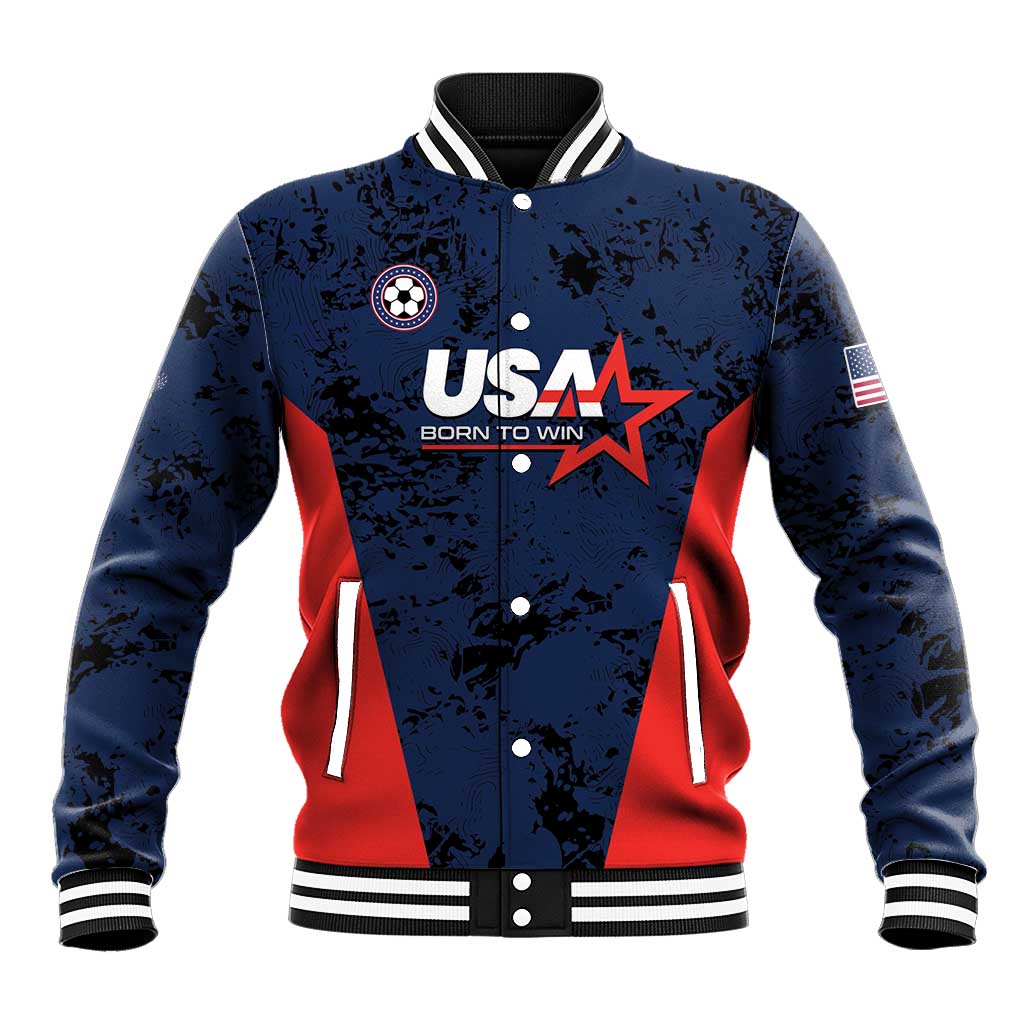 Custom USA Soccer Team Baseball Jacket Born To Win