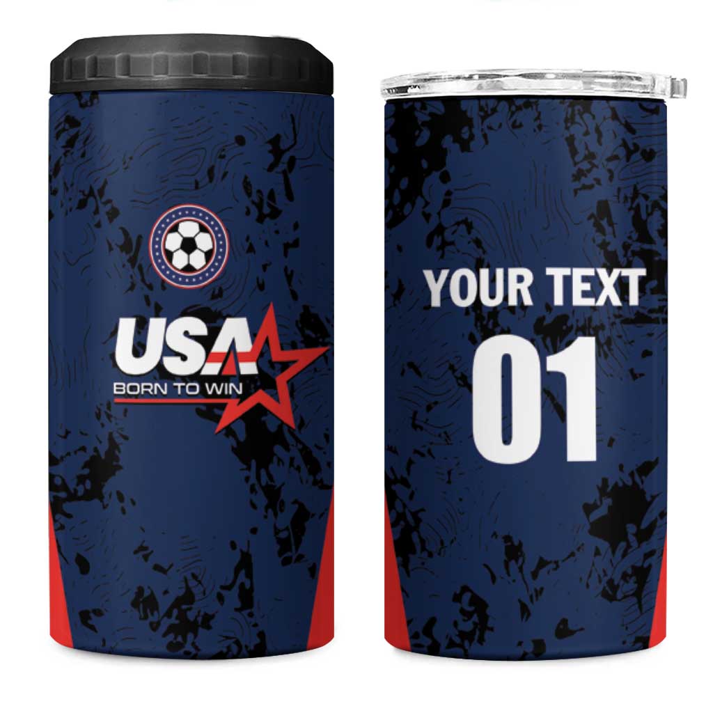 Custom USA Soccer Team 4 in 1 Can Cooler Tumbler Born To Win