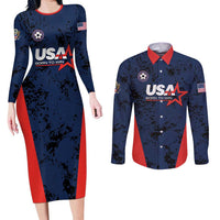 Custom USA Soccer Team Couples Matching Long Sleeve Bodycon Dress and Long Sleeve Button Shirt Born To Win